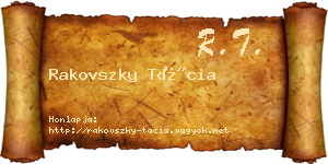 Rakovszky Tácia névjegykártya